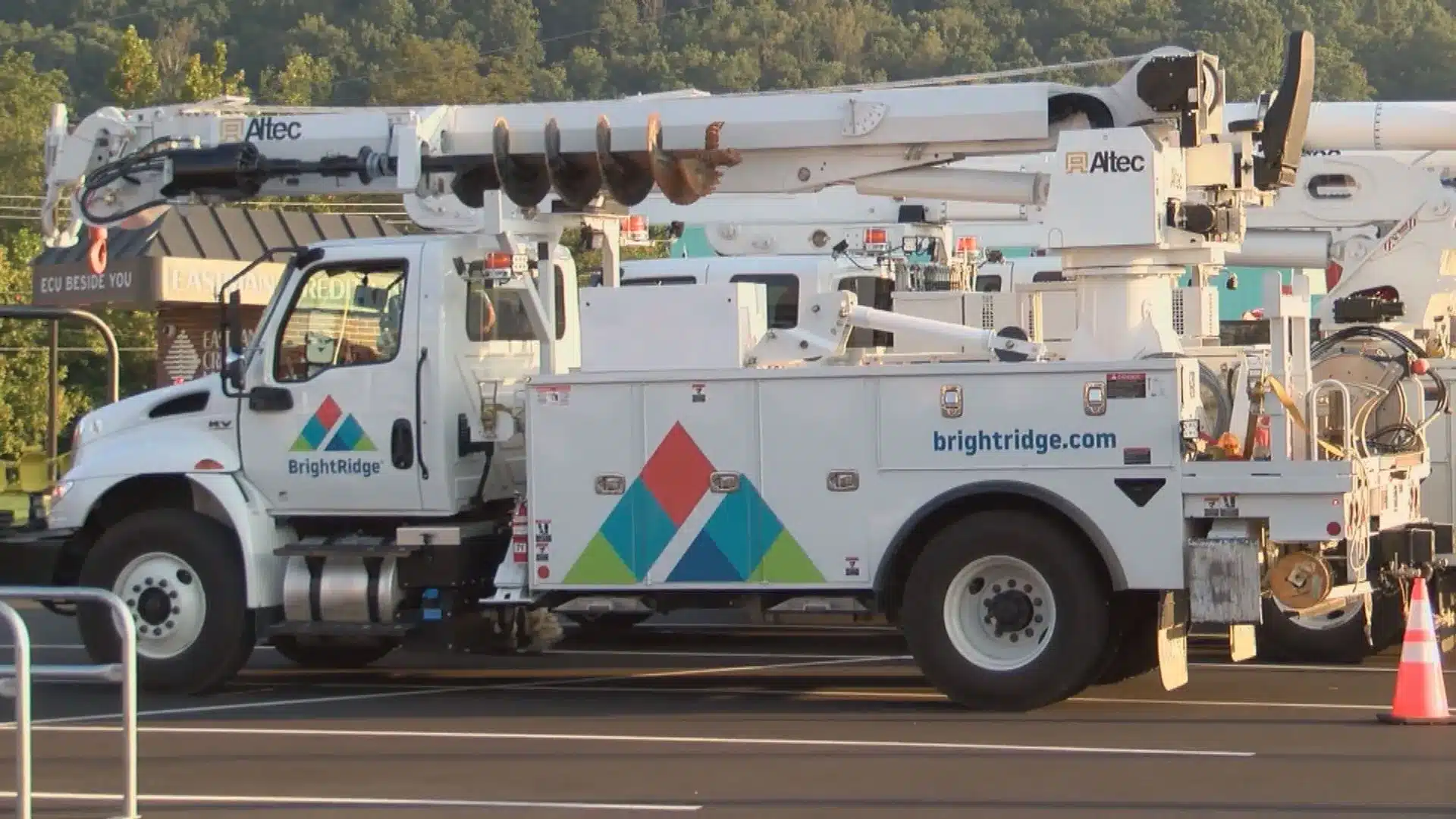 Utility truck branded with 